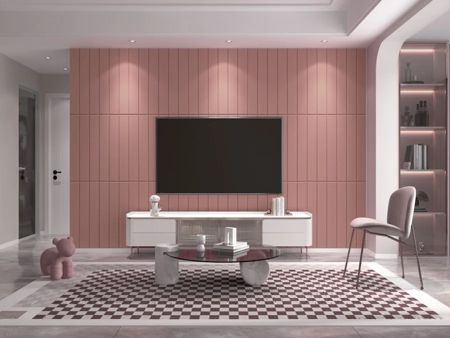 Samoljepljiva 3D dekoracija za zid u staro ružičastom baršunu - 3D zidni paneli